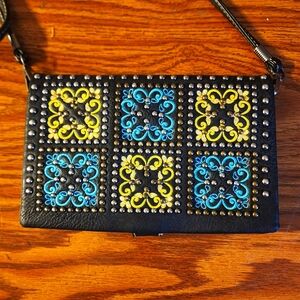 P&G Aztec Floral Beaded Crossbody Bag Clutch Purse Western‎